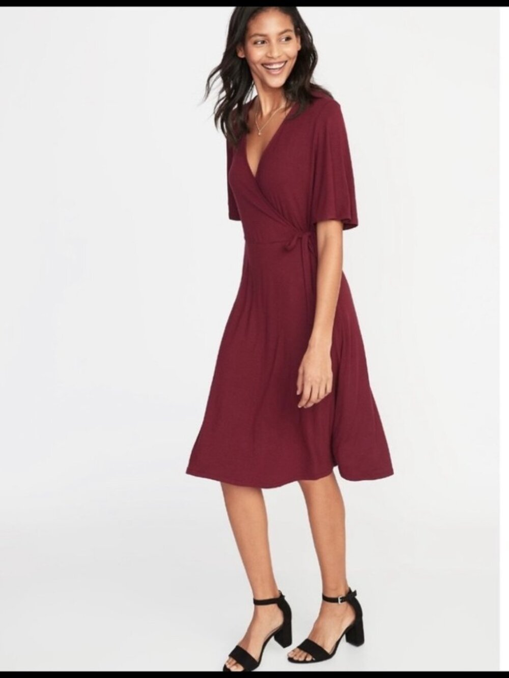 Old Navy Burgundy Faux Wrap Dress